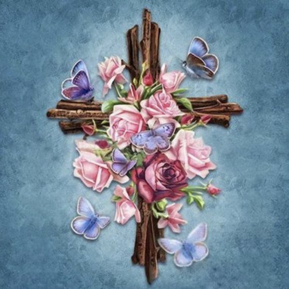 *SALE* 4/$20 Floral Cross Diamond Painting ‎ kit - Picture 1 of 1